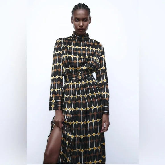 zara printed midi dress multicolored ZARA BLOGGER FAVORITE PRINTED MIDI DRESS MULTICOLORED